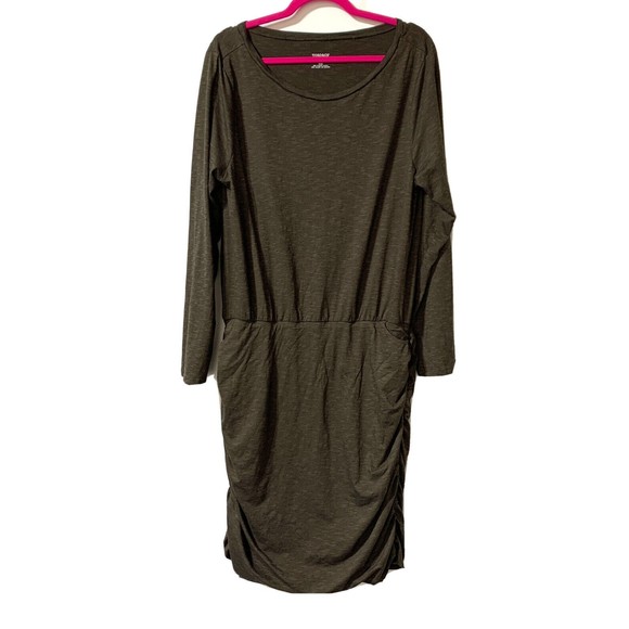 Toad&Co Women's Outfox Dress Long Sleeve Ruched Sides Sheath Size XL Brown - Picture 1 of 5